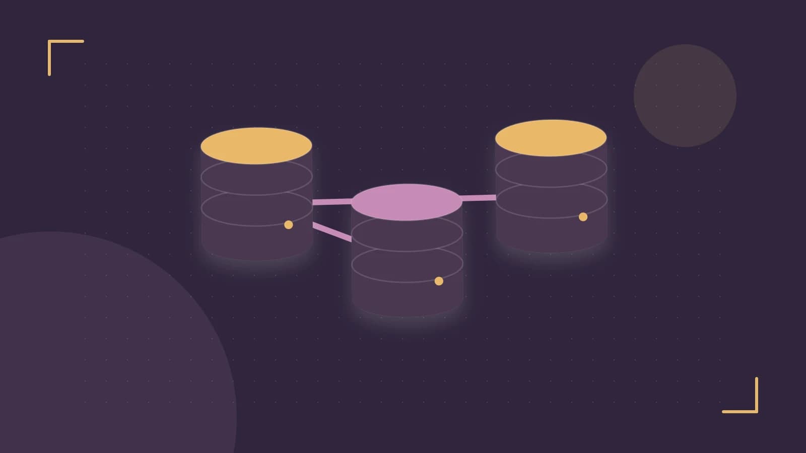 Editorial illustration of structured records, database cylinders and relationships between tables