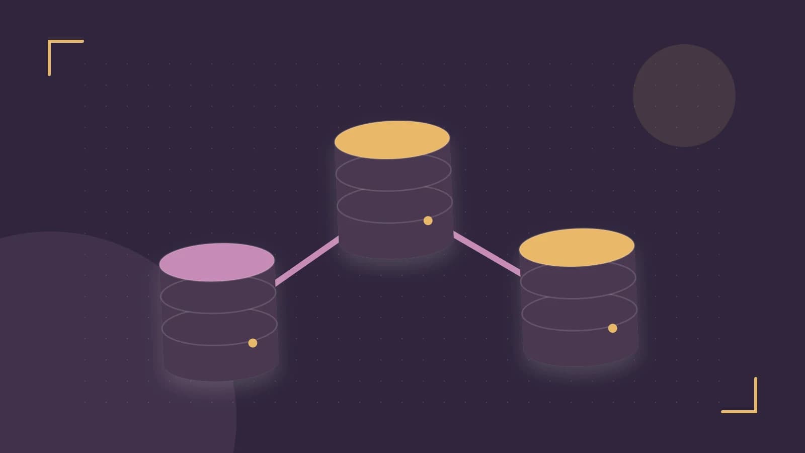 Editorial illustration of structured records, database cylinders and relationships between tables