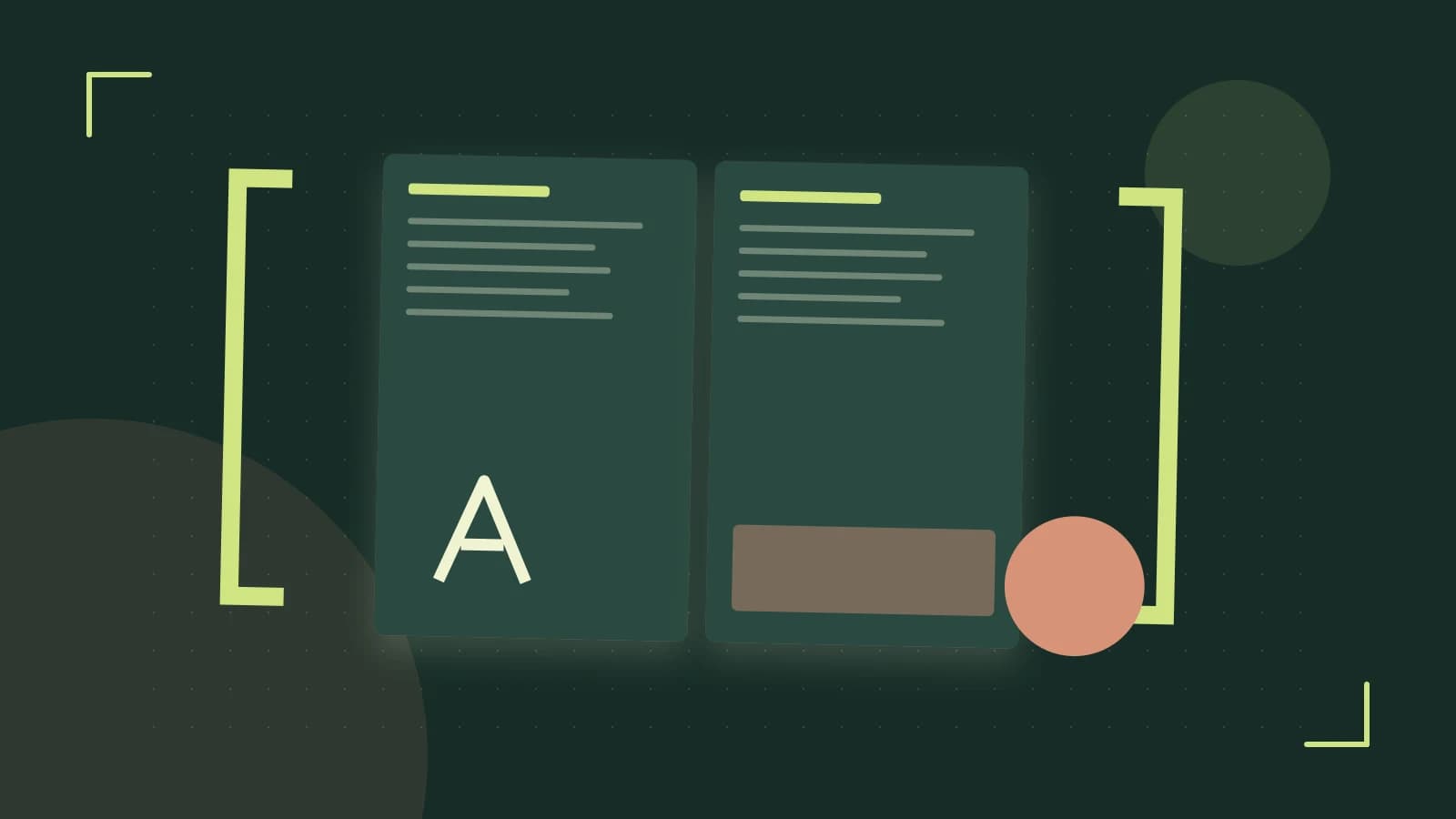 Editorial illustration of typeset pages, expressive letterform shapes and a precise editorial page grid