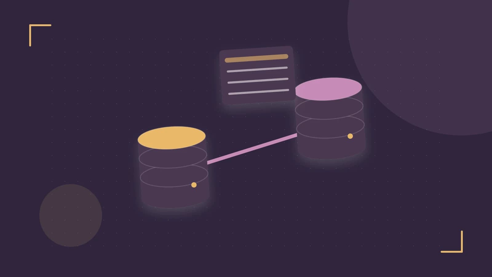 Editorial illustration of structured records, database cylinders and relationships between tables