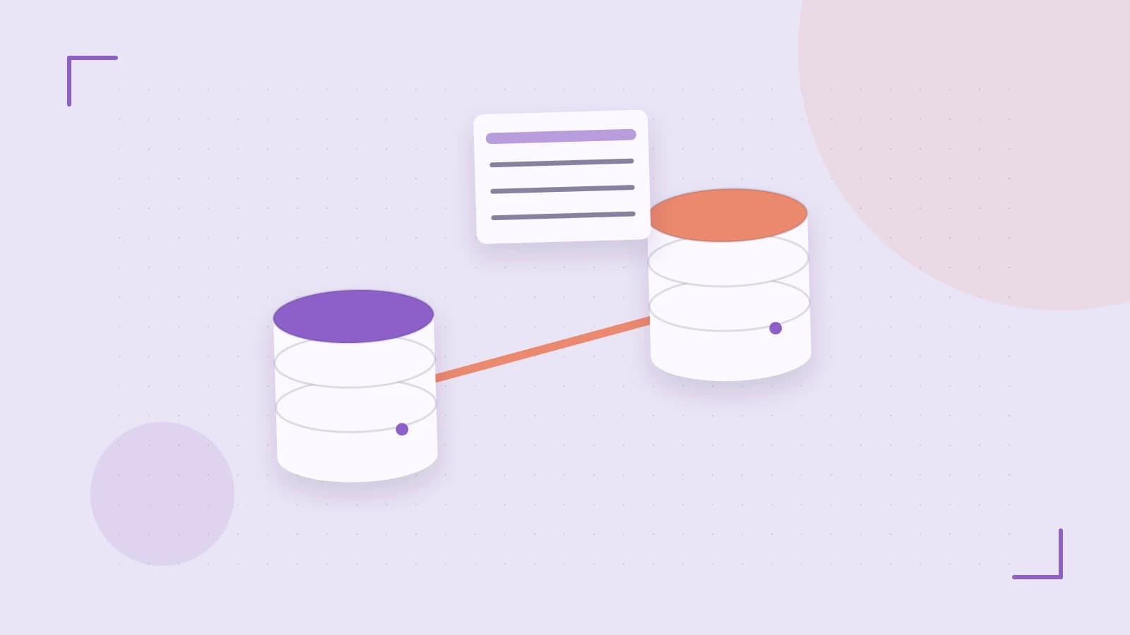 Editorial illustration of structured records, database cylinders and relationships between tables