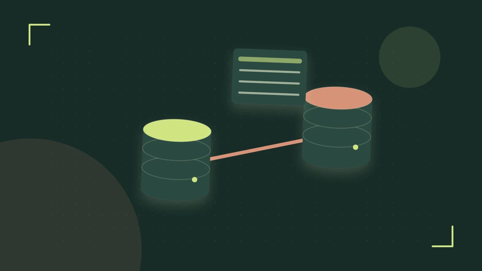 Editorial illustration of structured records, database cylinders and relationships between tables