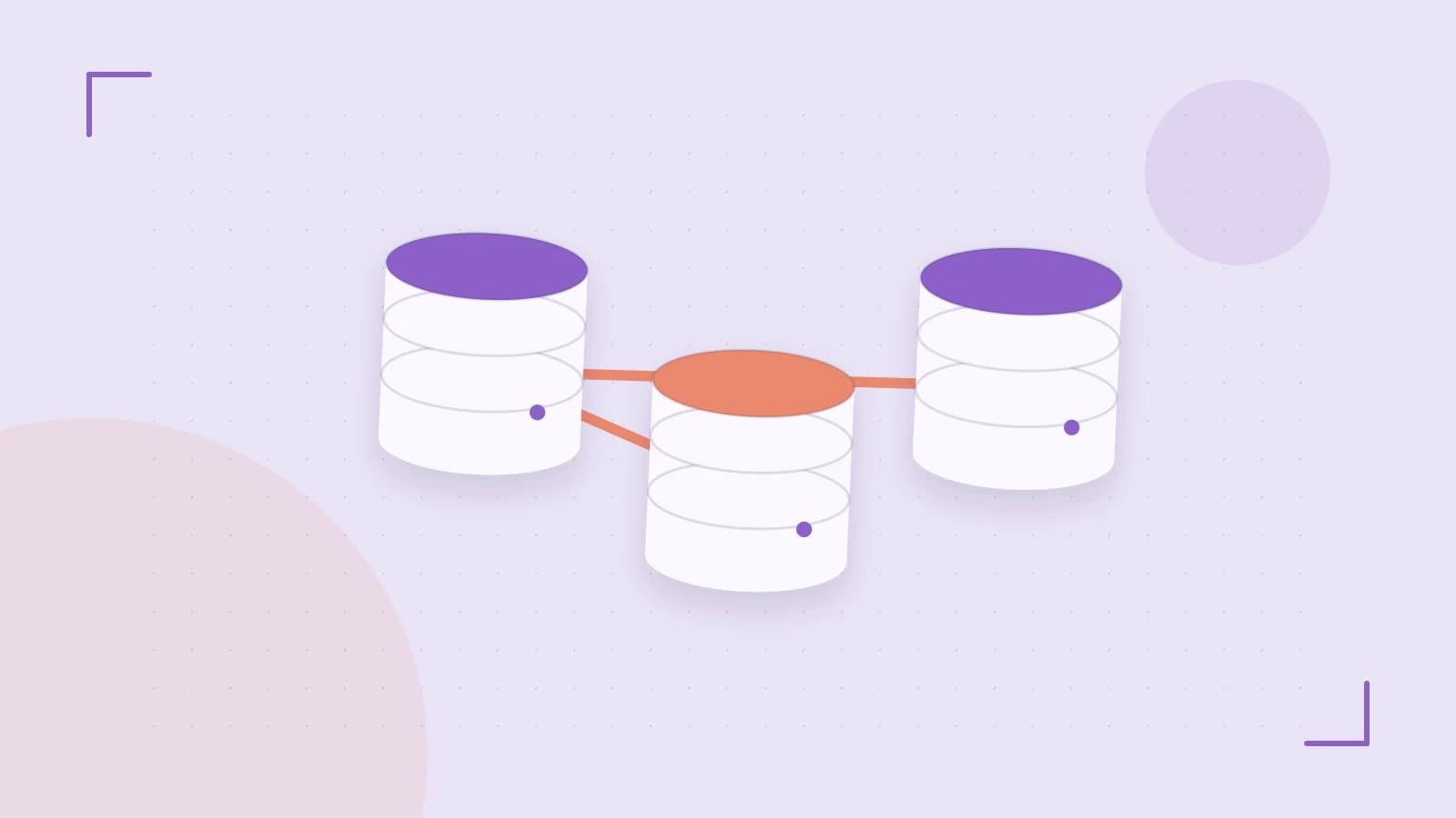 Editorial illustration of structured records, database cylinders and relationships between tables