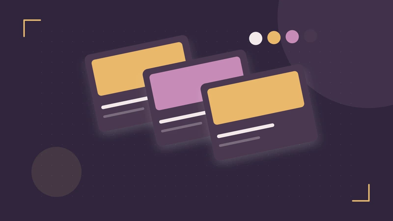 Editorial illustration of responsive browser layouts, overlapping design components and a color system
