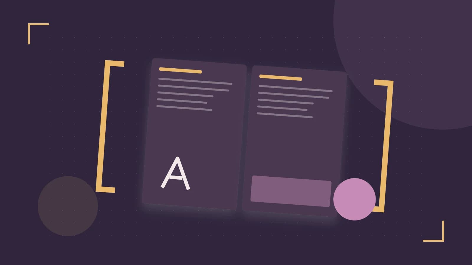 Editorial illustration of typeset pages, expressive letterform shapes and a precise editorial page grid