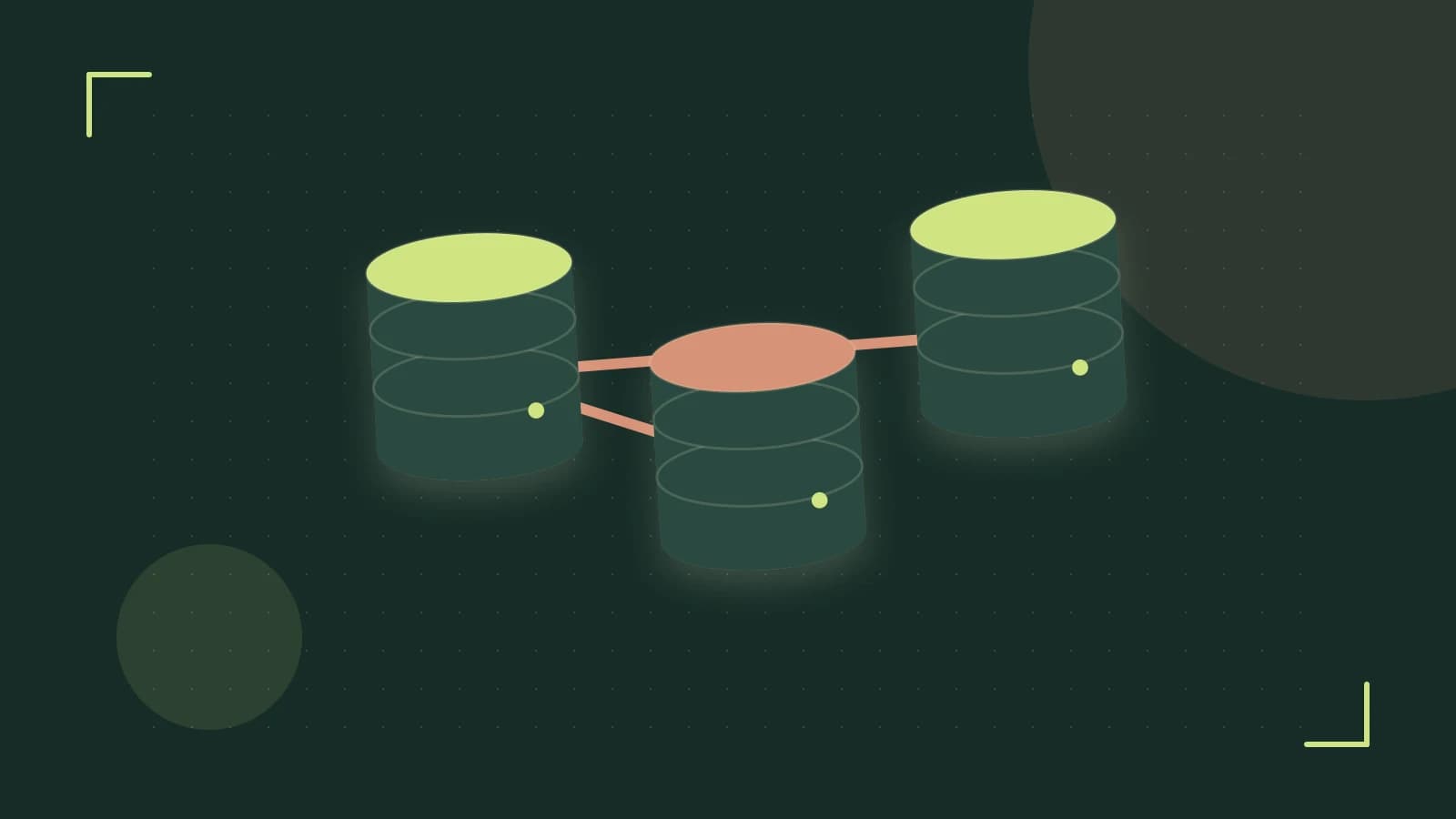Editorial illustration of structured records, database cylinders and relationships between tables