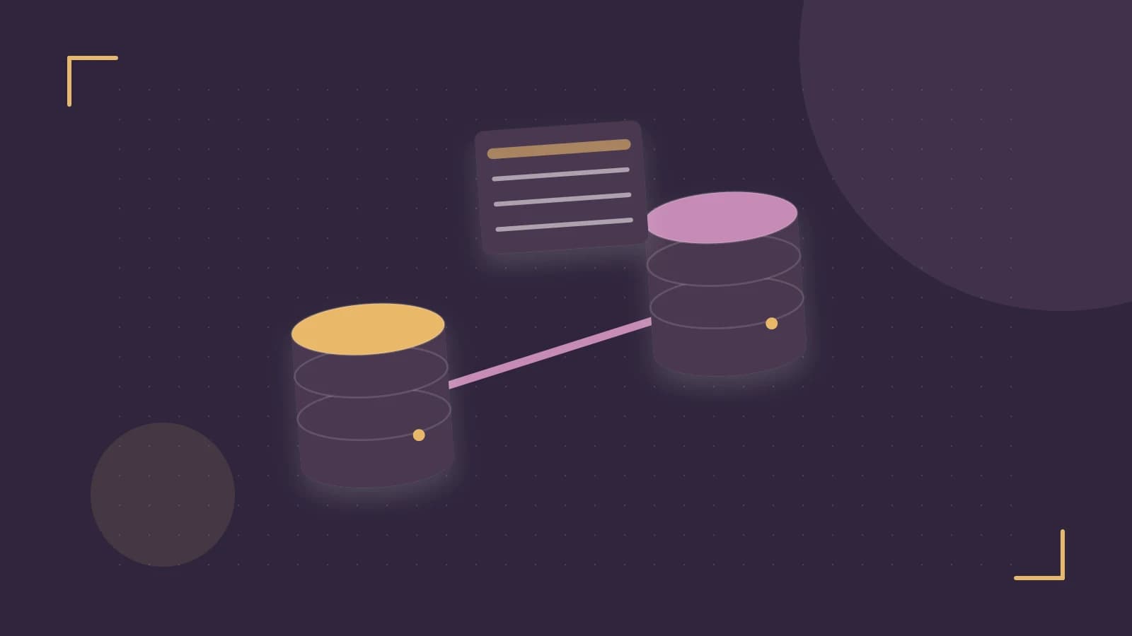 Editorial illustration of structured records, database cylinders and relationships between tables