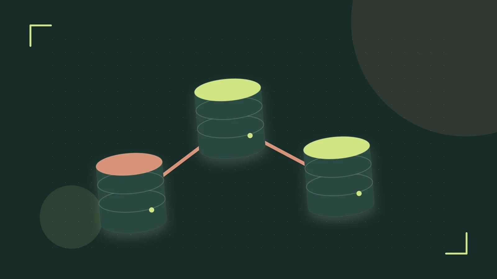 Editorial illustration of structured records, database cylinders and relationships between tables