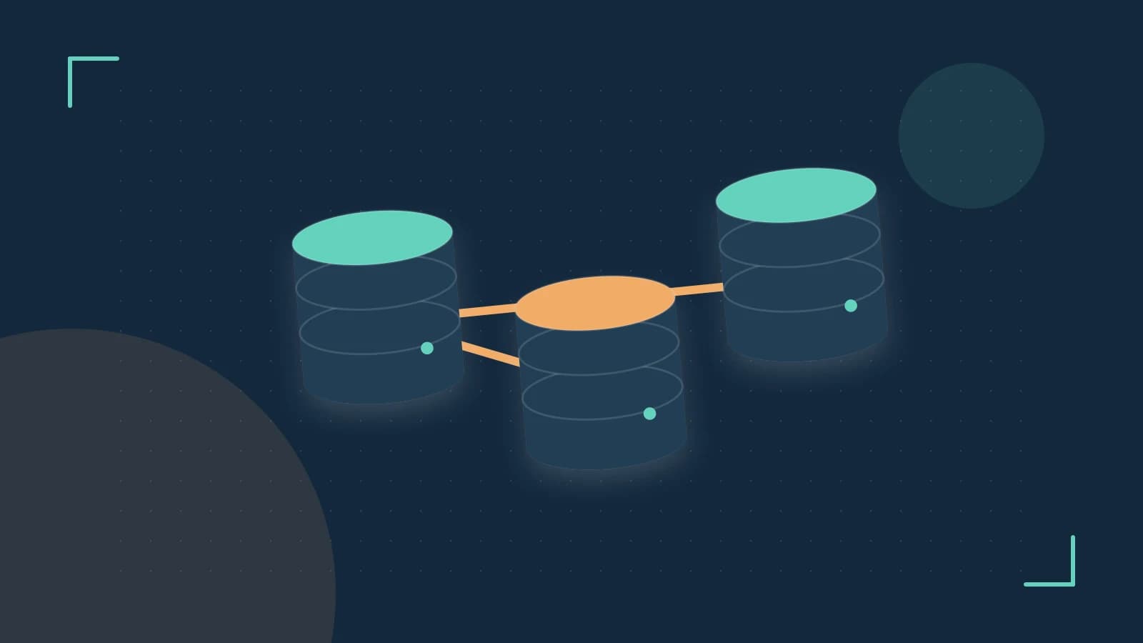 Editorial illustration of structured records, database cylinders and relationships between tables