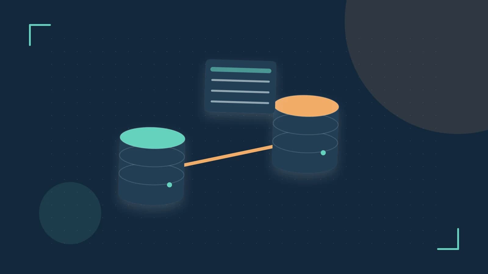 Editorial illustration of structured records, database cylinders and relationships between tables