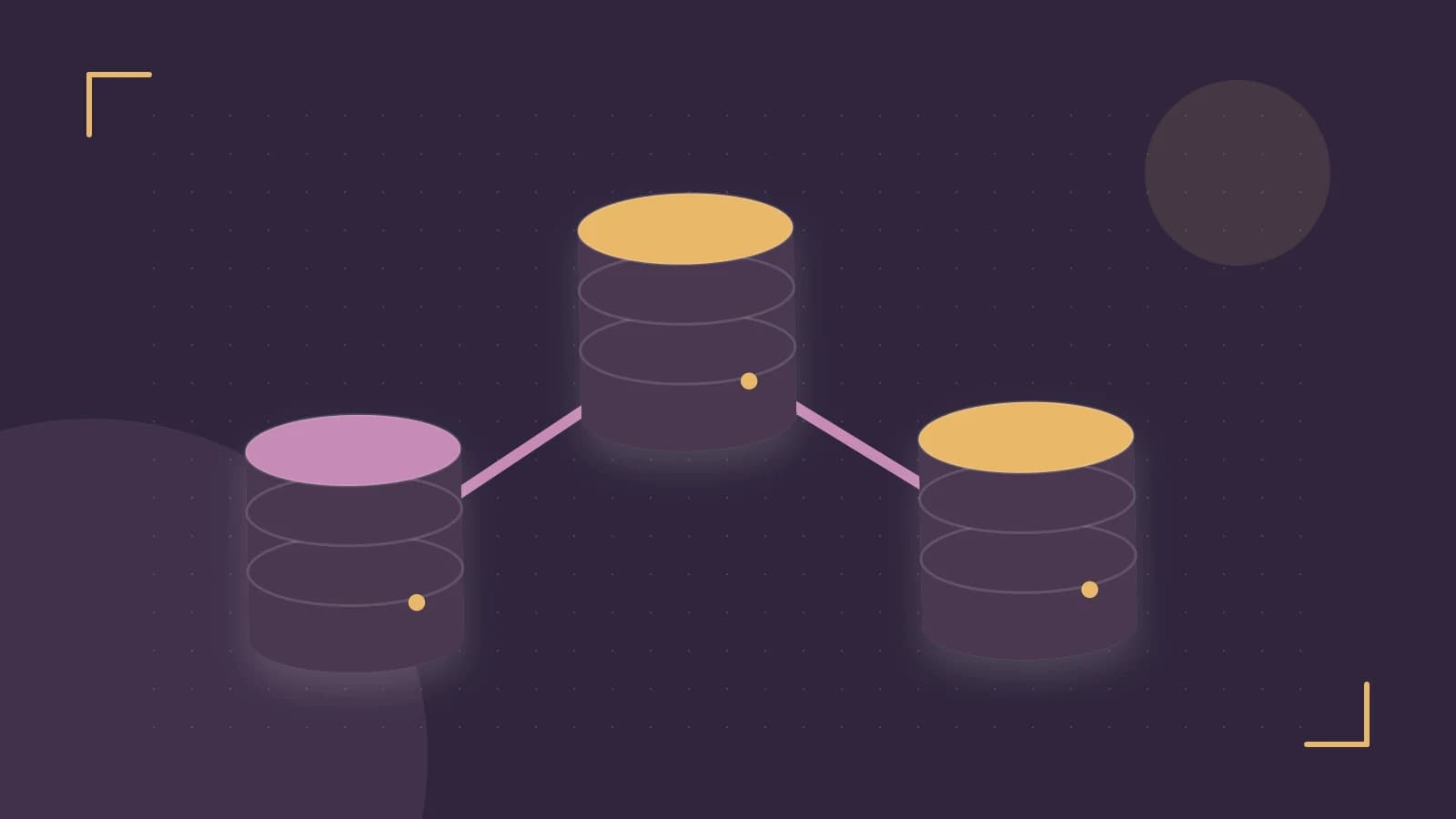 Editorial illustration of structured records, database cylinders and relationships between tables