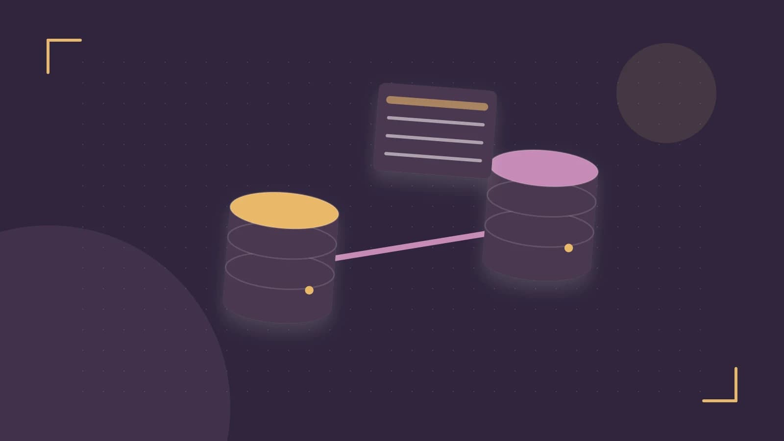 Editorial illustration of structured records, database cylinders and relationships between tables