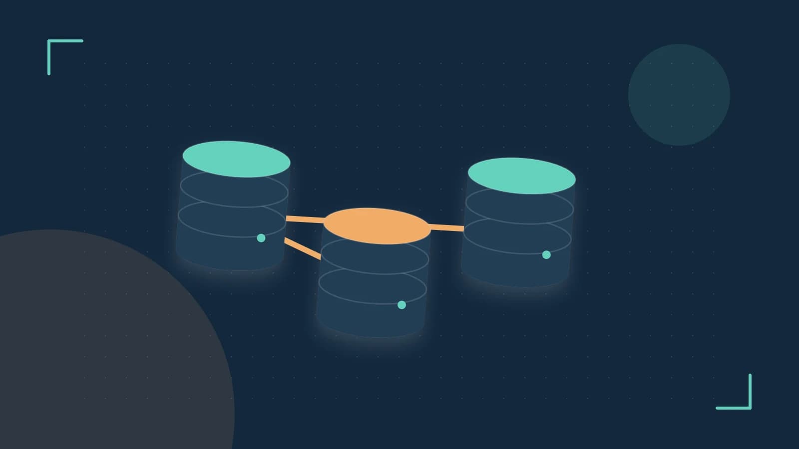 Editorial illustration of structured records, database cylinders and relationships between tables