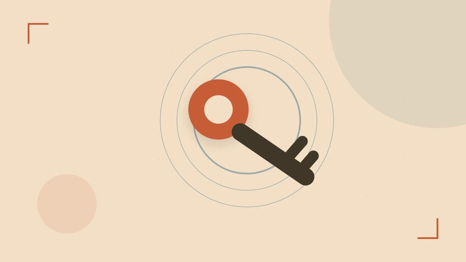 Editorial illustration of a sculpted shield, authentication key and concentric permission boundaries