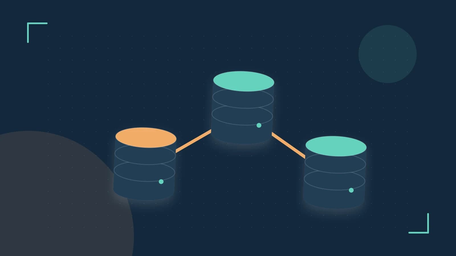 Editorial illustration of structured records, database cylinders and relationships between tables
