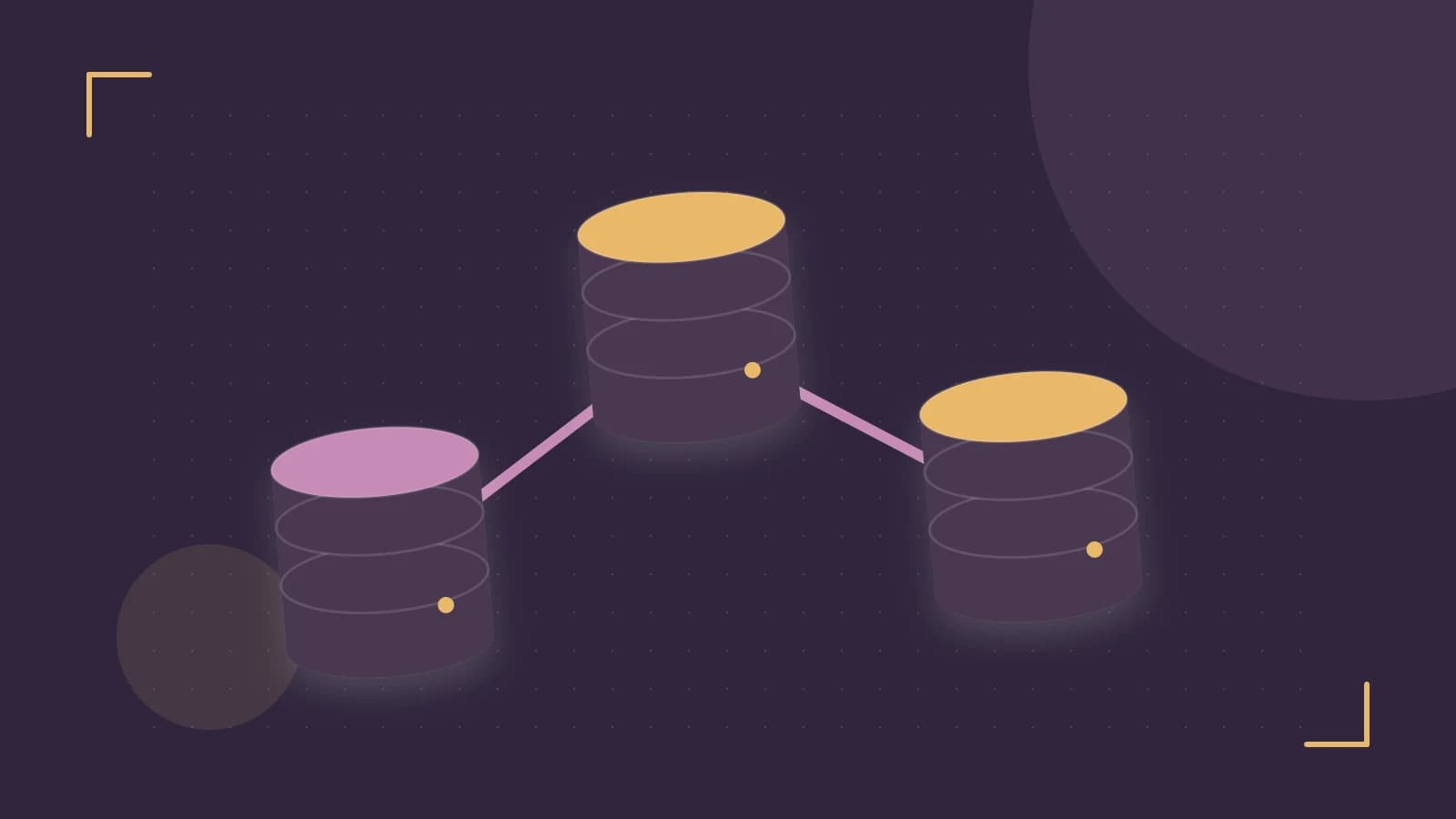 Editorial illustration of structured records, database cylinders and relationships between tables