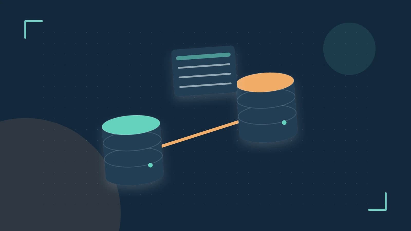 Editorial illustration of structured records, database cylinders and relationships between tables