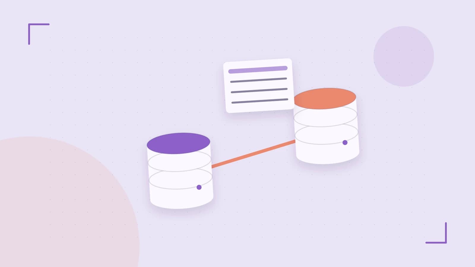 Editorial illustration of structured records, database cylinders and relationships between tables
