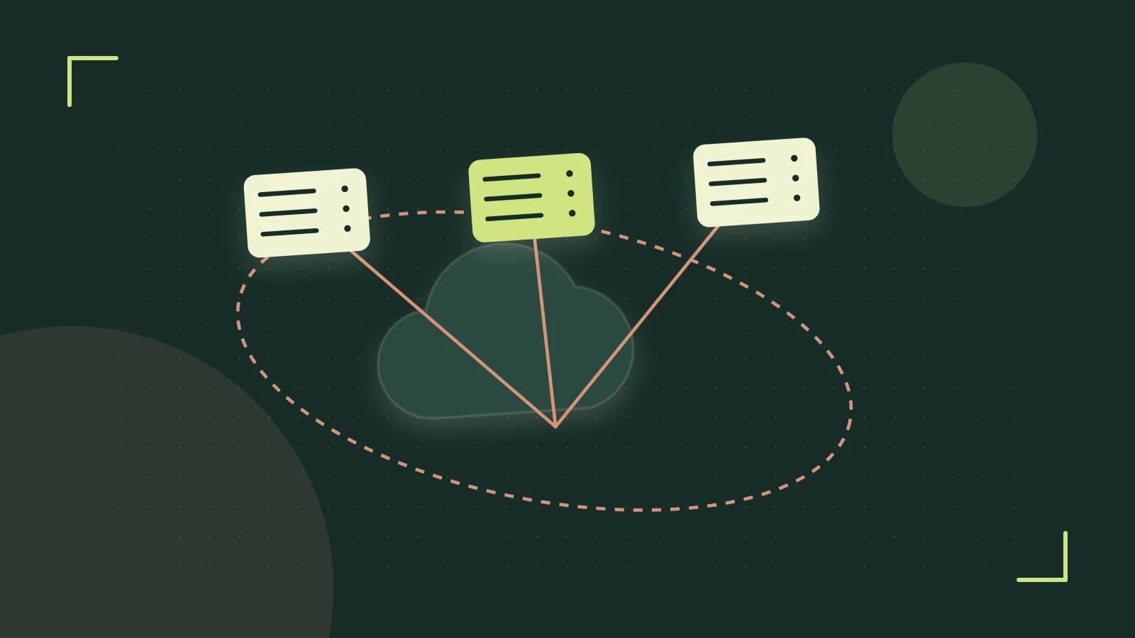 Editorial illustration of cloud infrastructure, connected server racks and an orbital service map