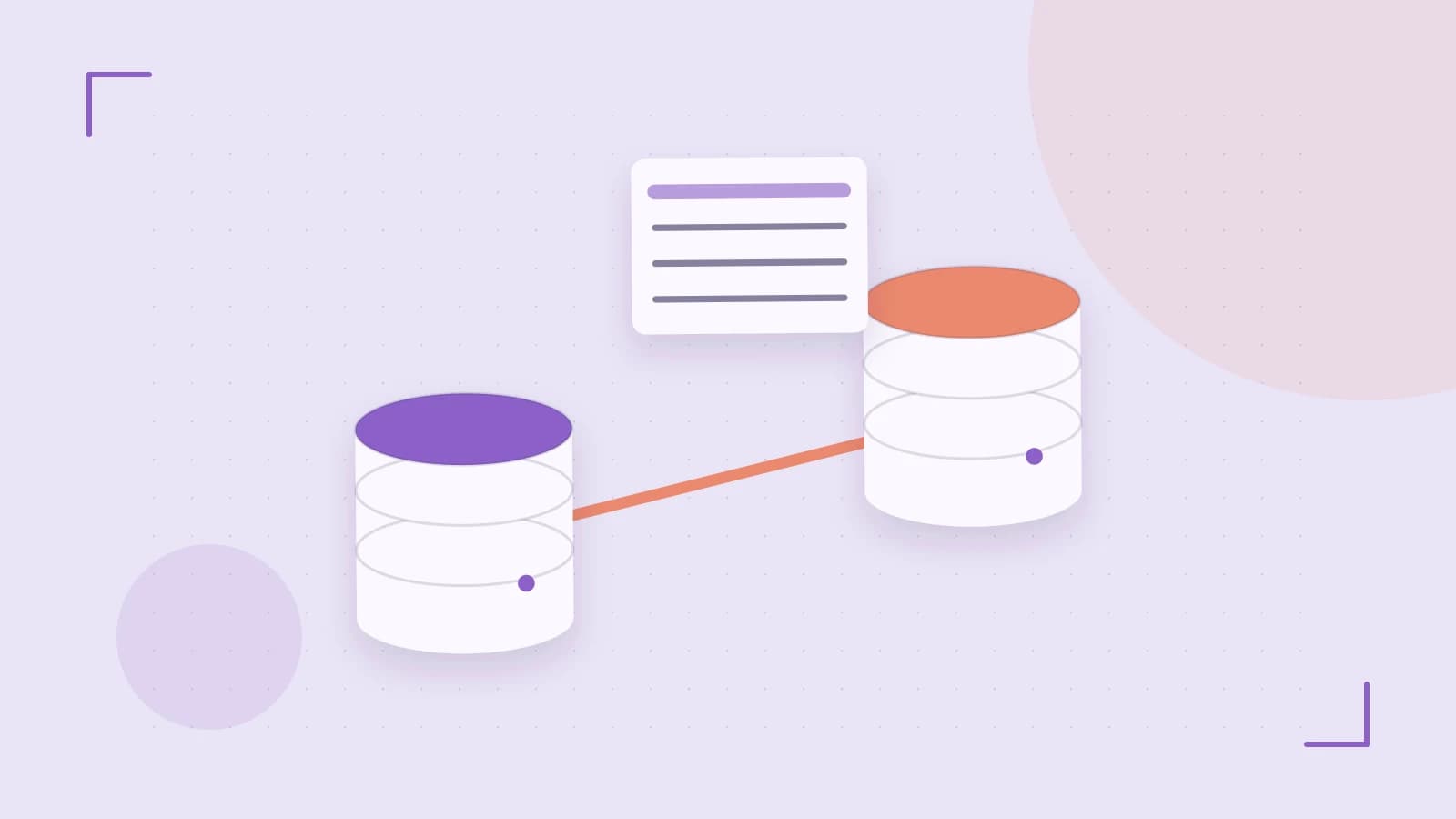 Editorial illustration of structured records, database cylinders and relationships between tables