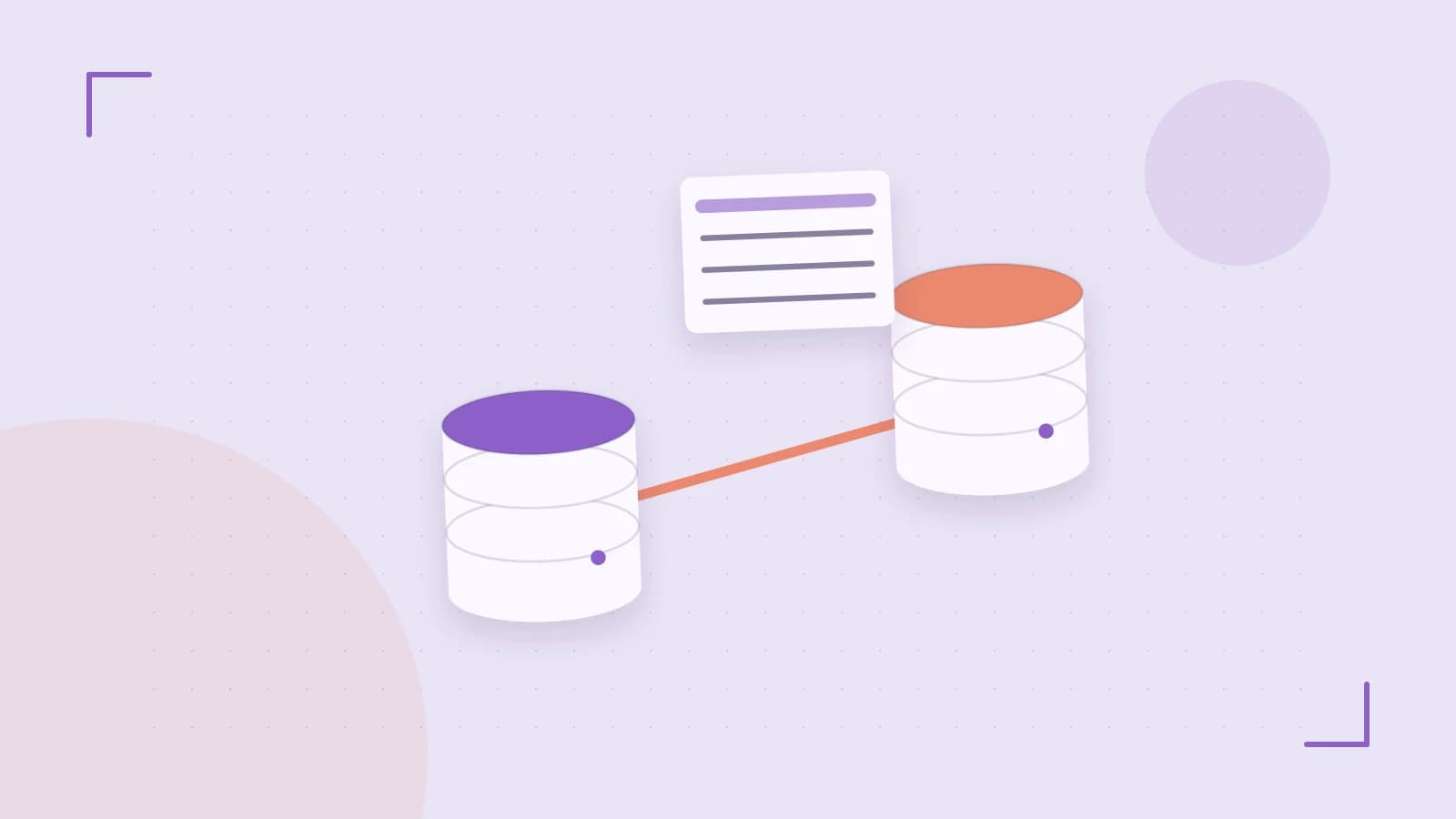 Editorial illustration of structured records, database cylinders and relationships between tables