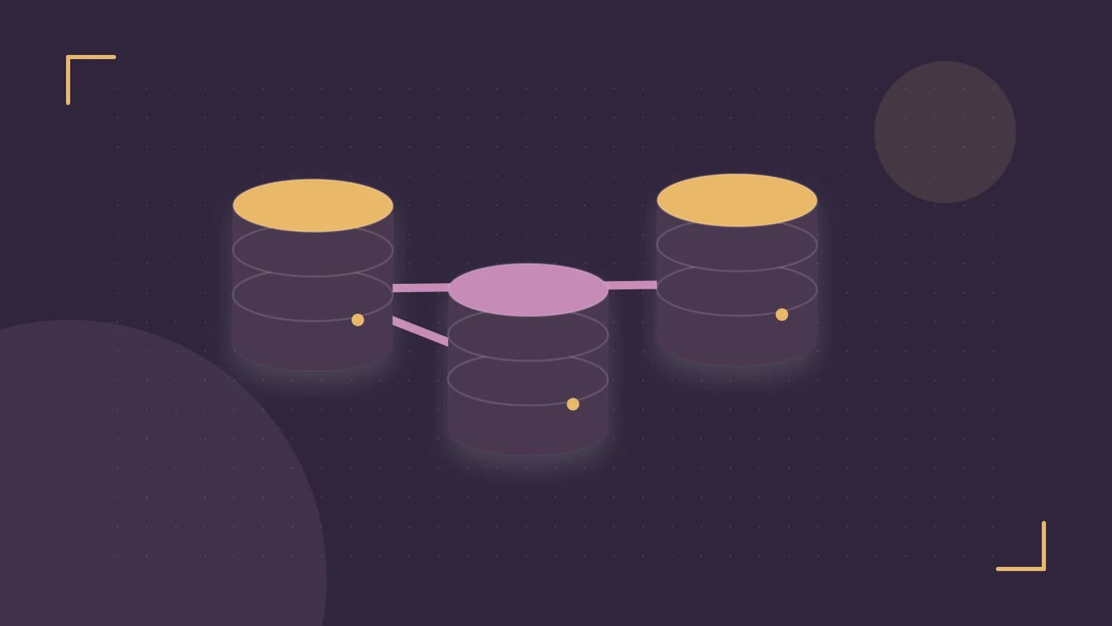 Editorial illustration of structured records, database cylinders and relationships between tables