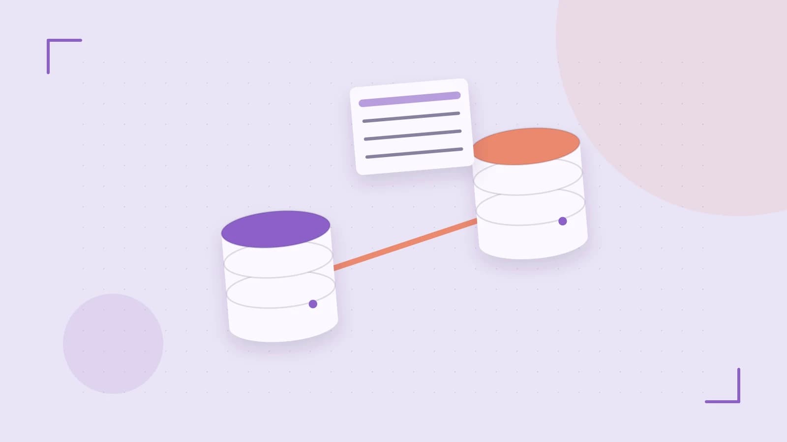 Editorial illustration of structured records, database cylinders and relationships between tables