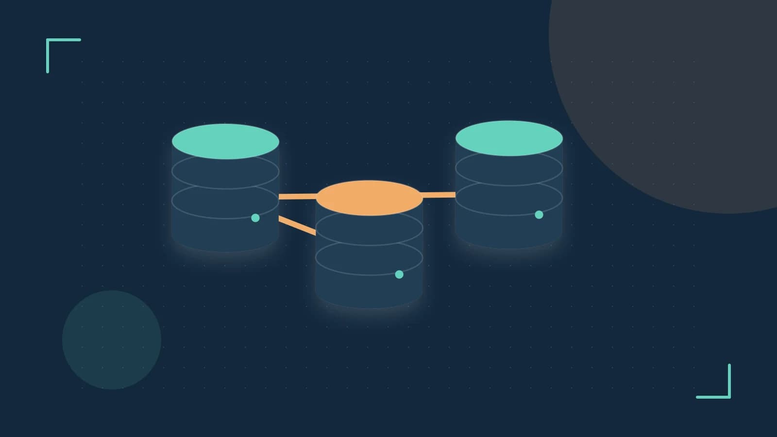 Editorial illustration of structured records, database cylinders and relationships between tables
