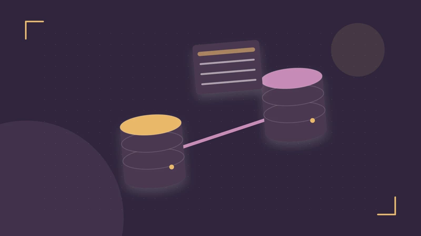 Editorial illustration of structured records, database cylinders and relationships between tables