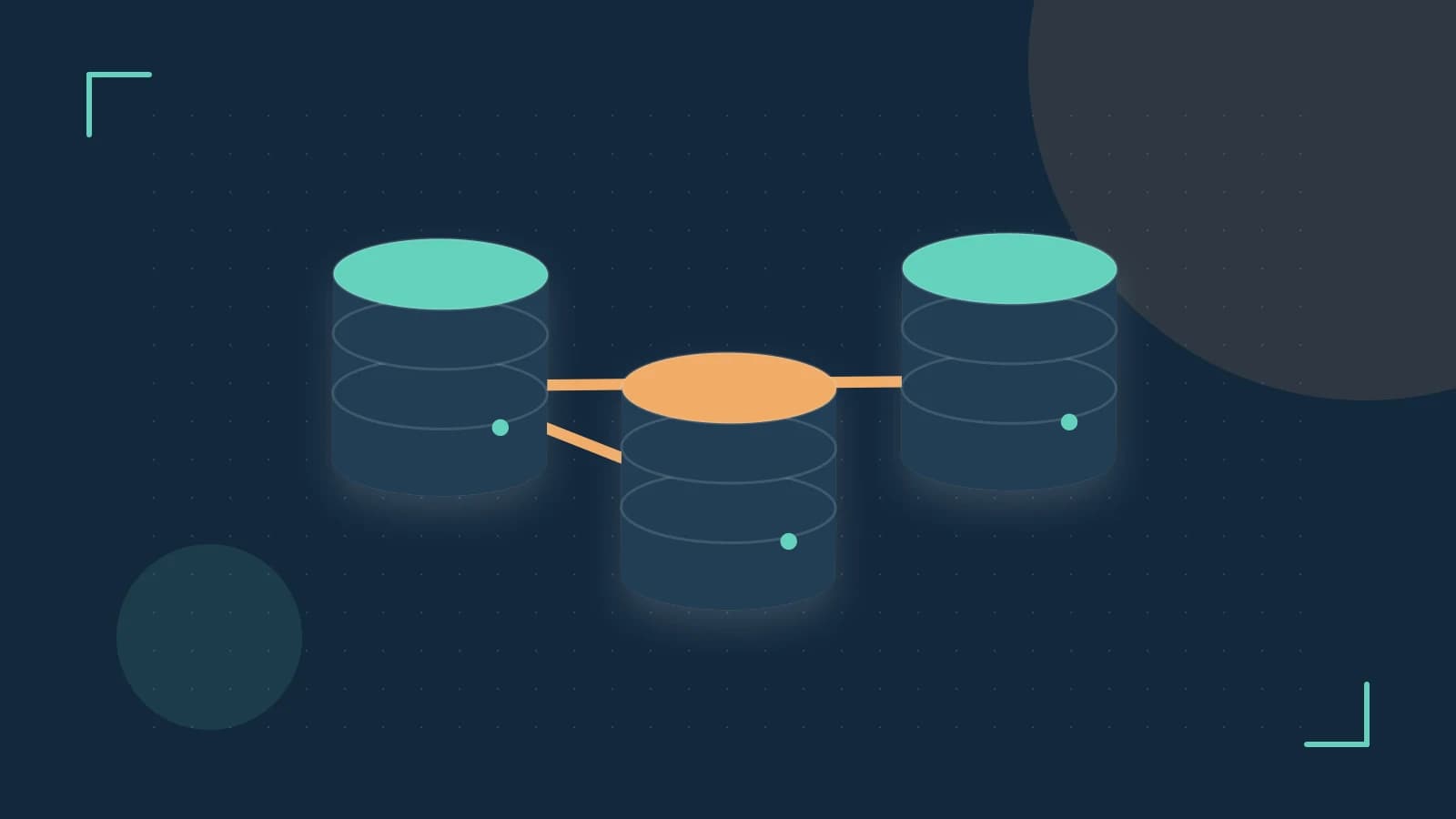 Editorial illustration of structured records, database cylinders and relationships between tables