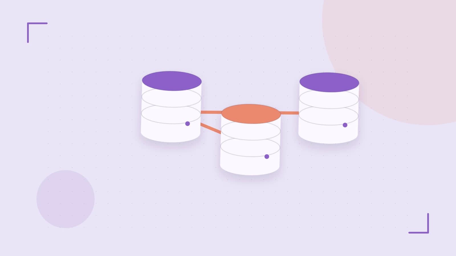 Editorial illustration of structured records, database cylinders and relationships between tables