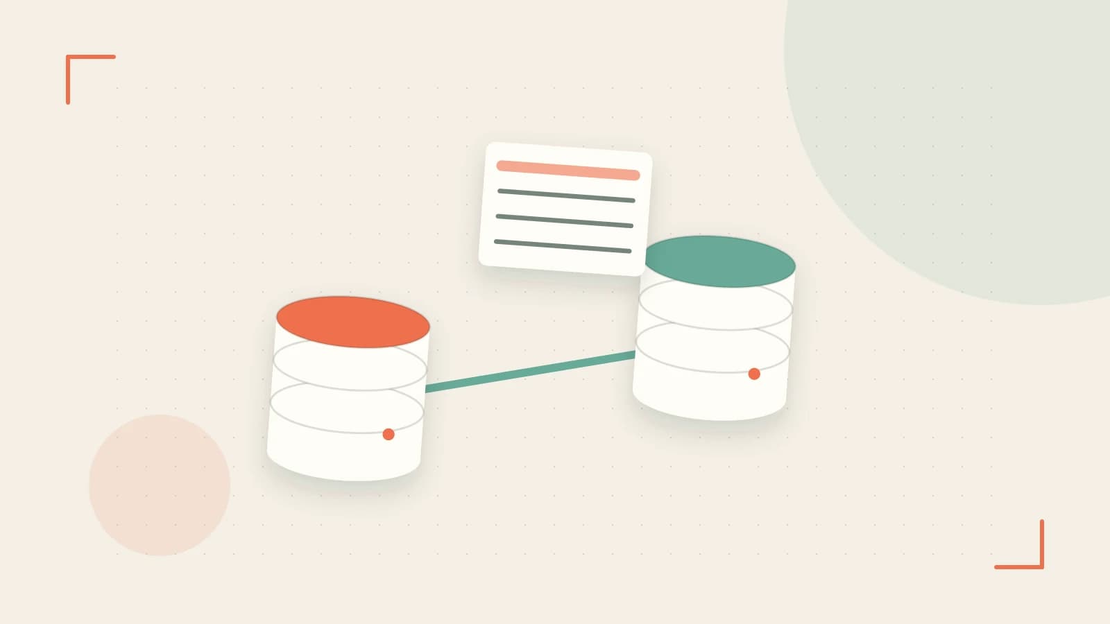 Editorial illustration of structured records, database cylinders and relationships between tables