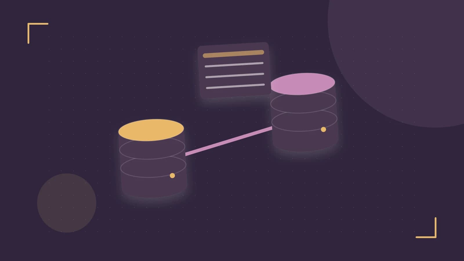 Editorial illustration of structured records, database cylinders and relationships between tables