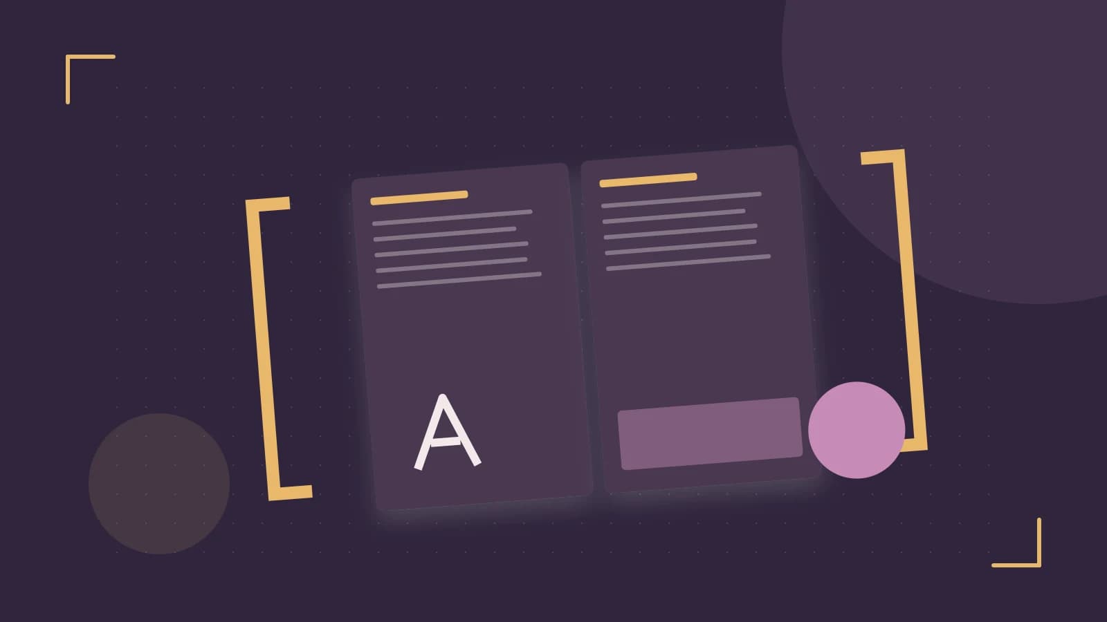 Editorial illustration of typeset pages, expressive letterform shapes and a precise editorial page grid