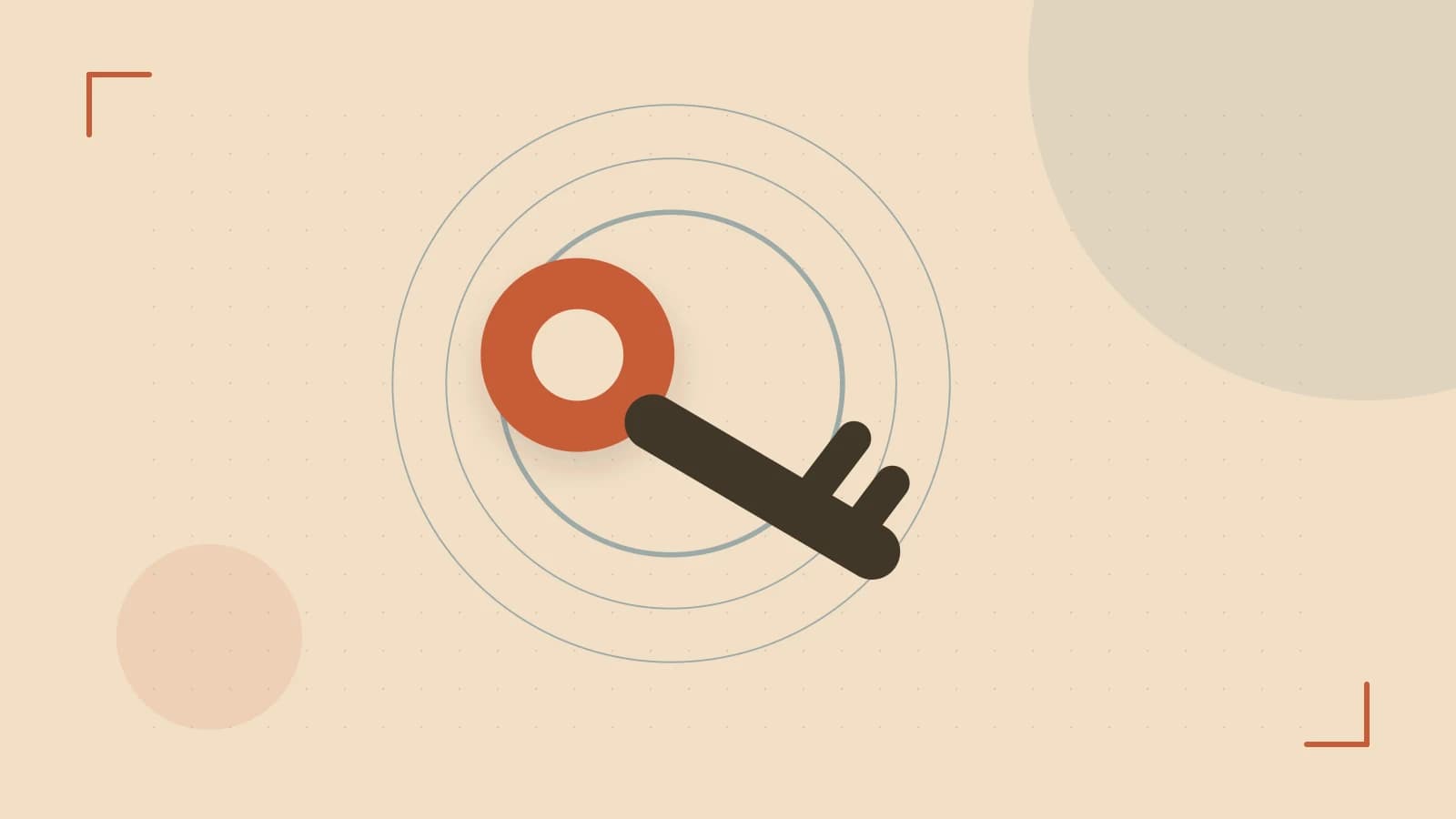 Editorial illustration of a sculpted shield, authentication key and concentric permission boundaries