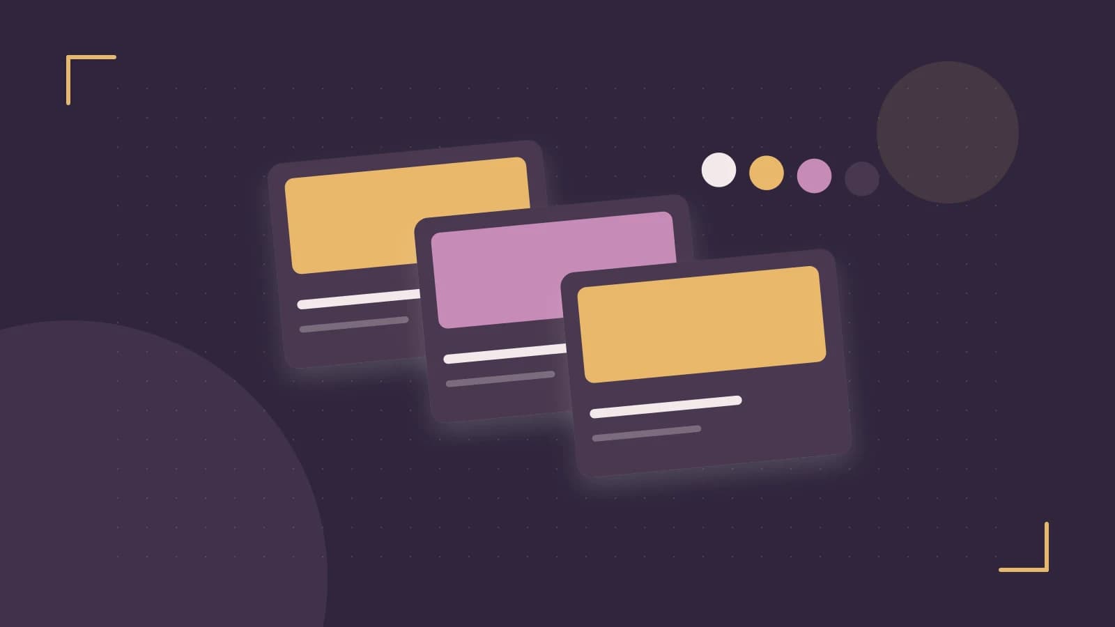 Editorial illustration of responsive browser layouts, overlapping design components and a color system