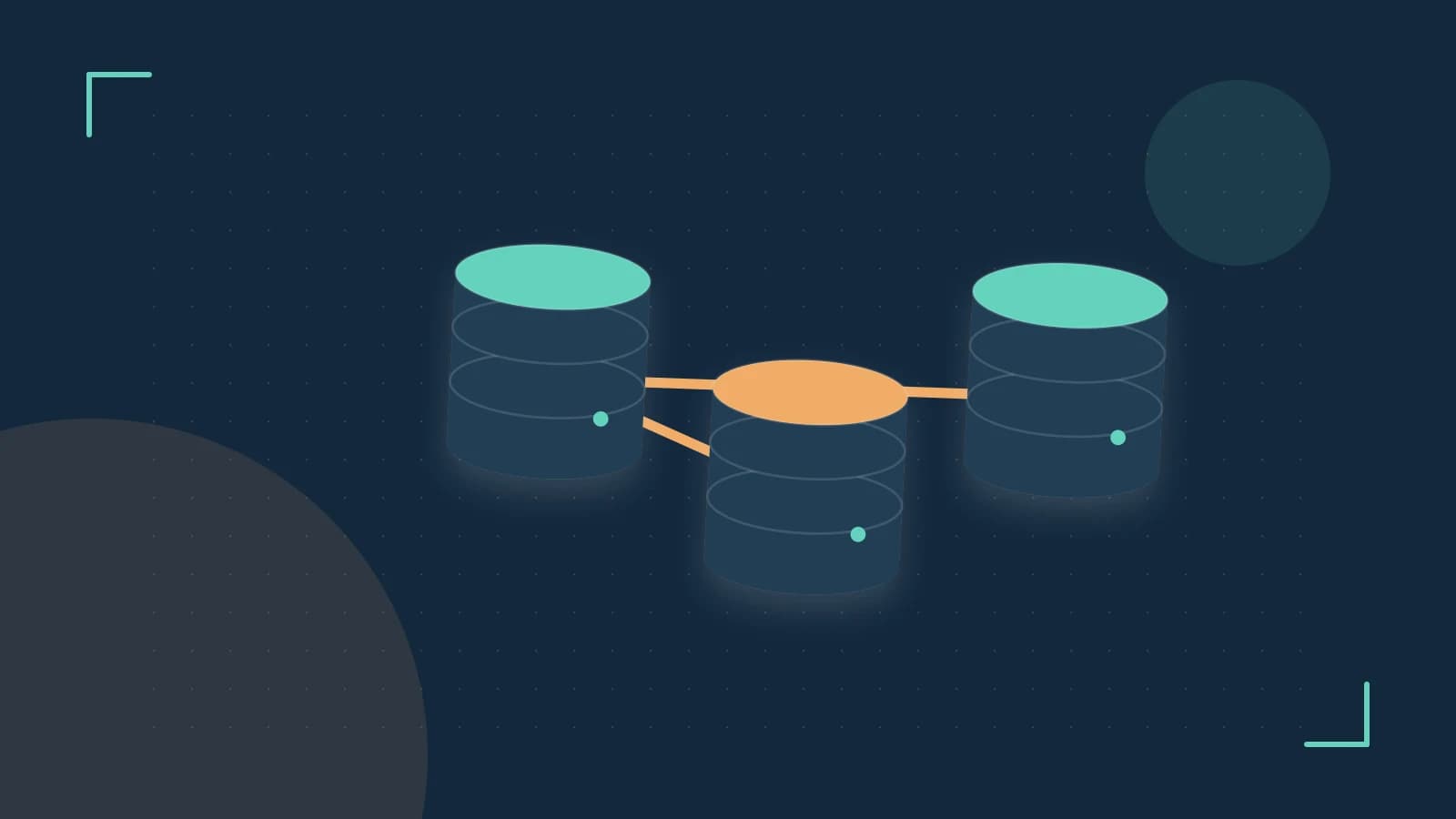 Editorial illustration of structured records, database cylinders and relationships between tables