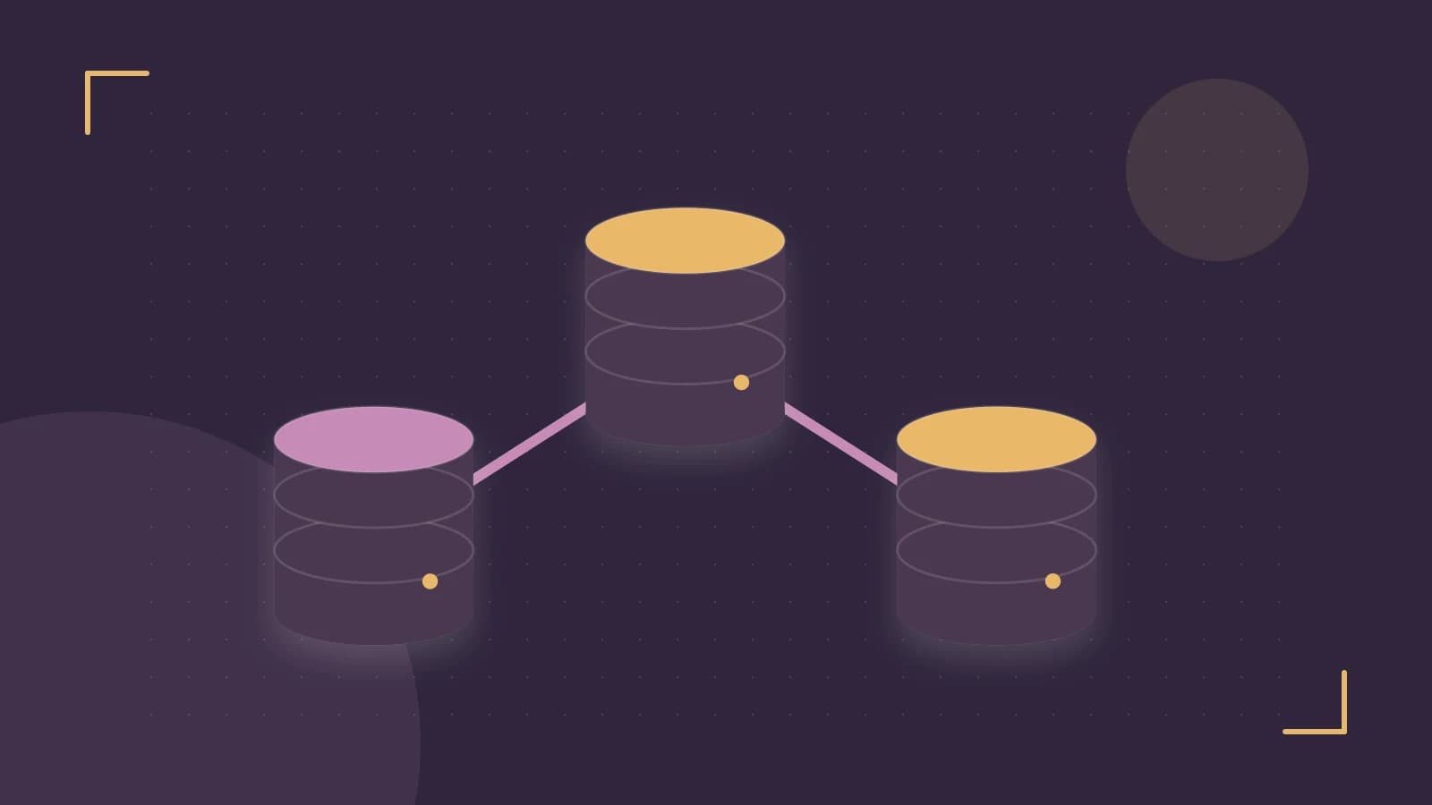 Editorial illustration of structured records, database cylinders and relationships between tables