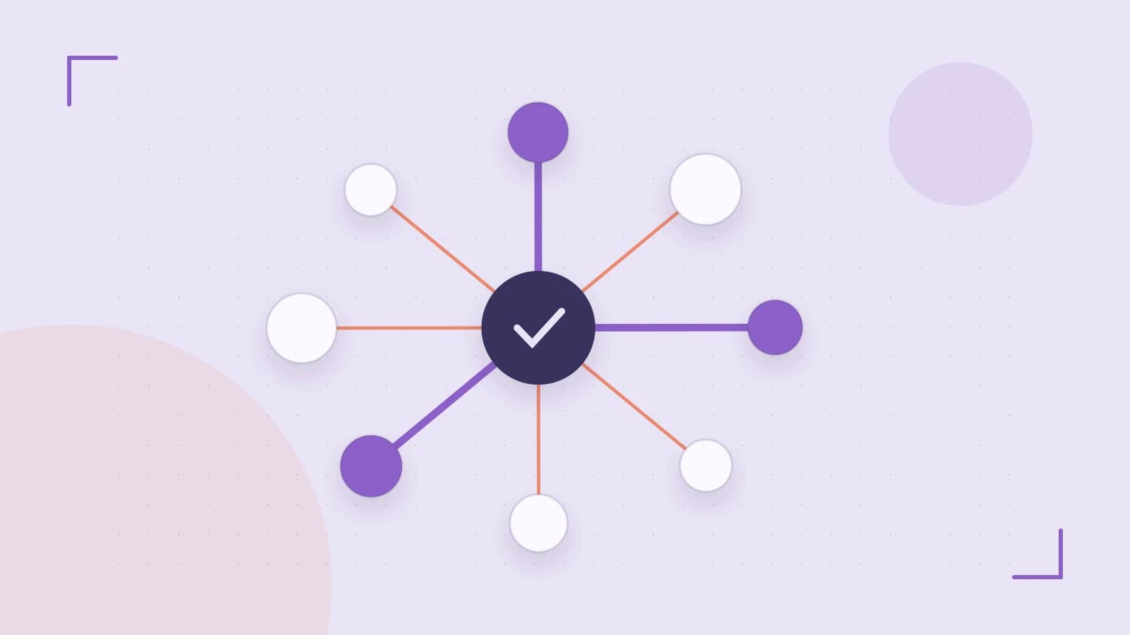 Editorial illustration of an algorithmic node graph with branching paths and a highlighted result