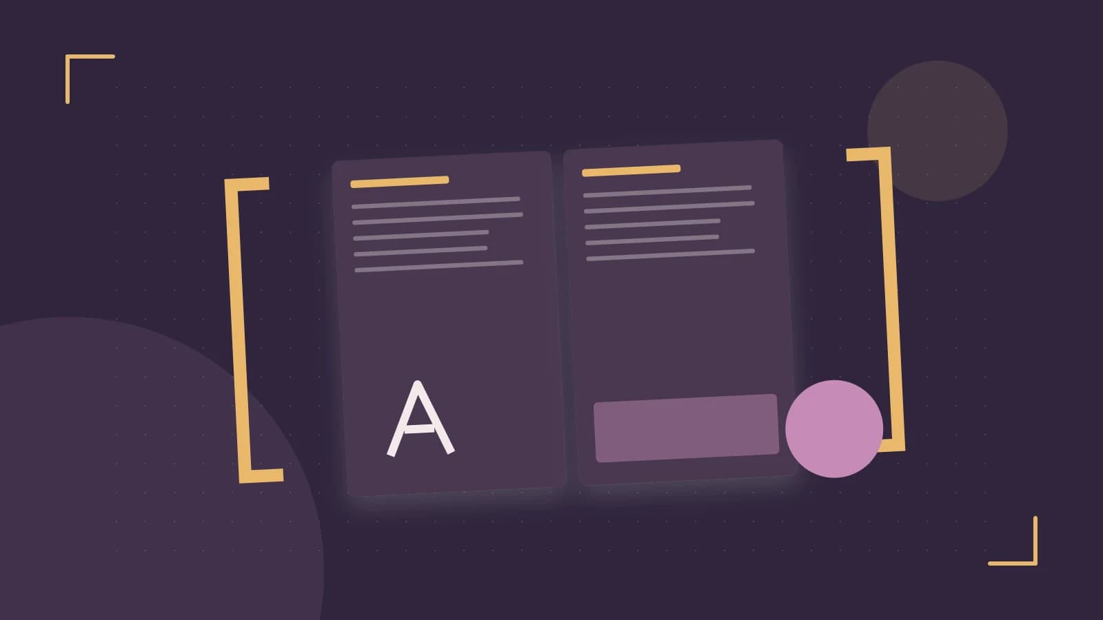 Editorial illustration of typeset pages, expressive letterform shapes and a precise editorial page grid
