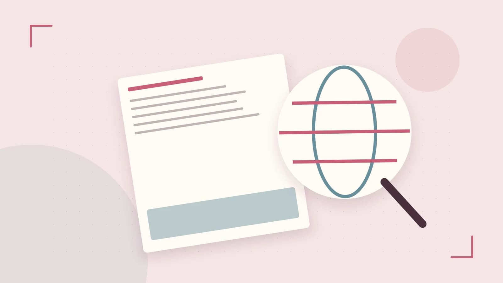 Editorial illustration of an editorial globe with meridians and layered geographic shapes