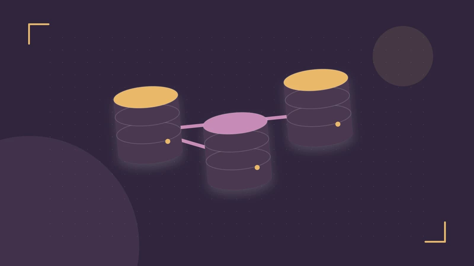 Editorial illustration of structured records, database cylinders and relationships between tables