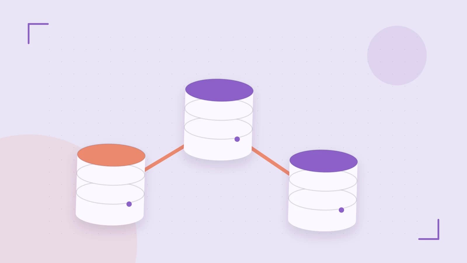 Editorial illustration of structured records, database cylinders and relationships between tables