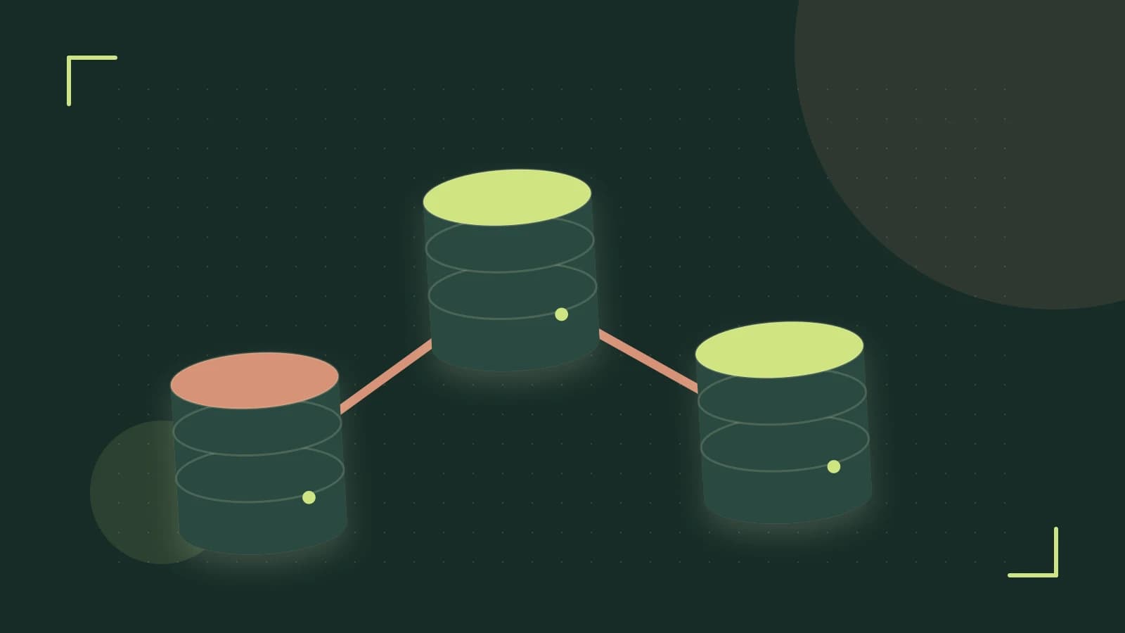 Editorial illustration of structured records, database cylinders and relationships between tables