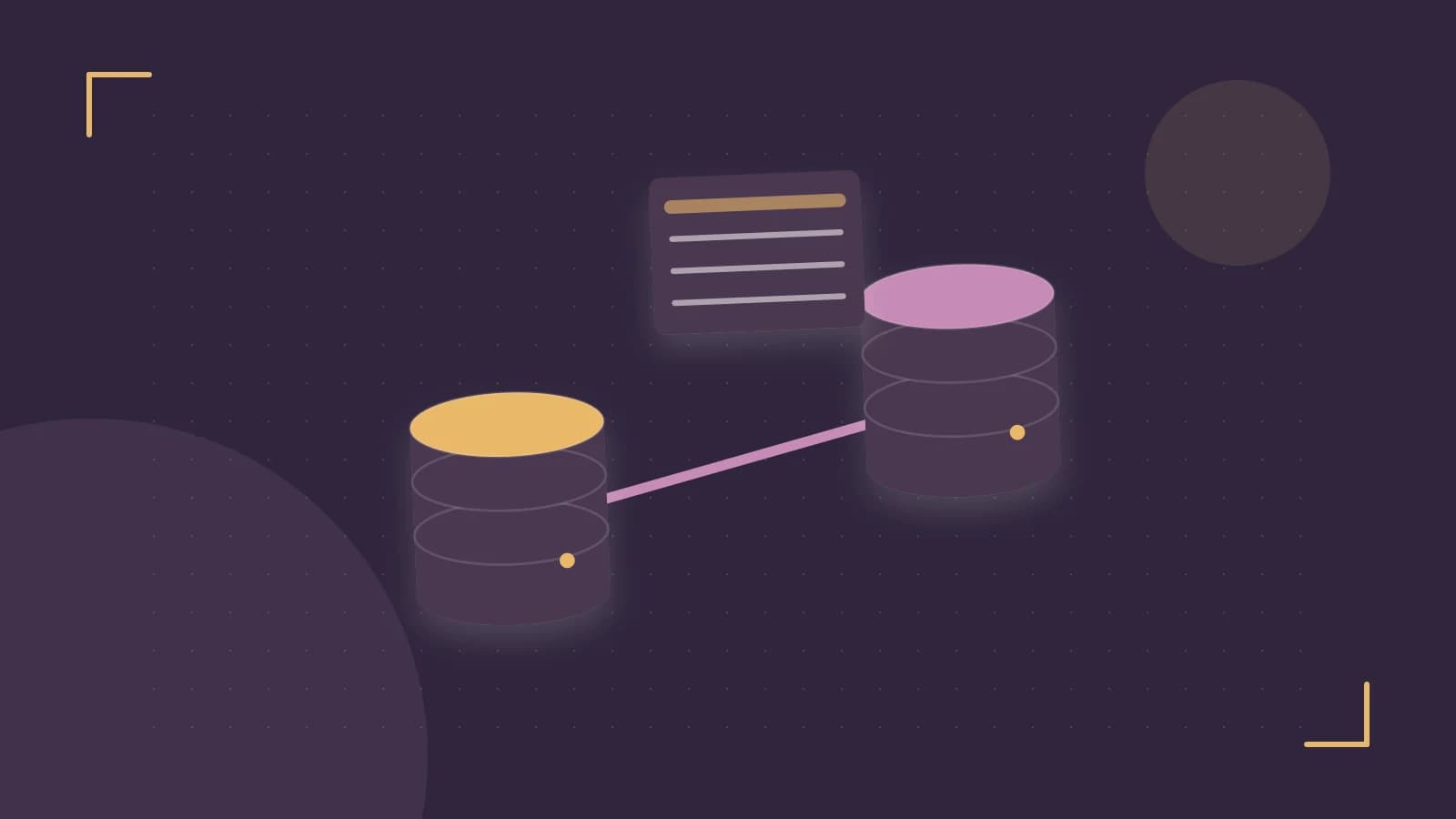 Editorial illustration of structured records, database cylinders and relationships between tables