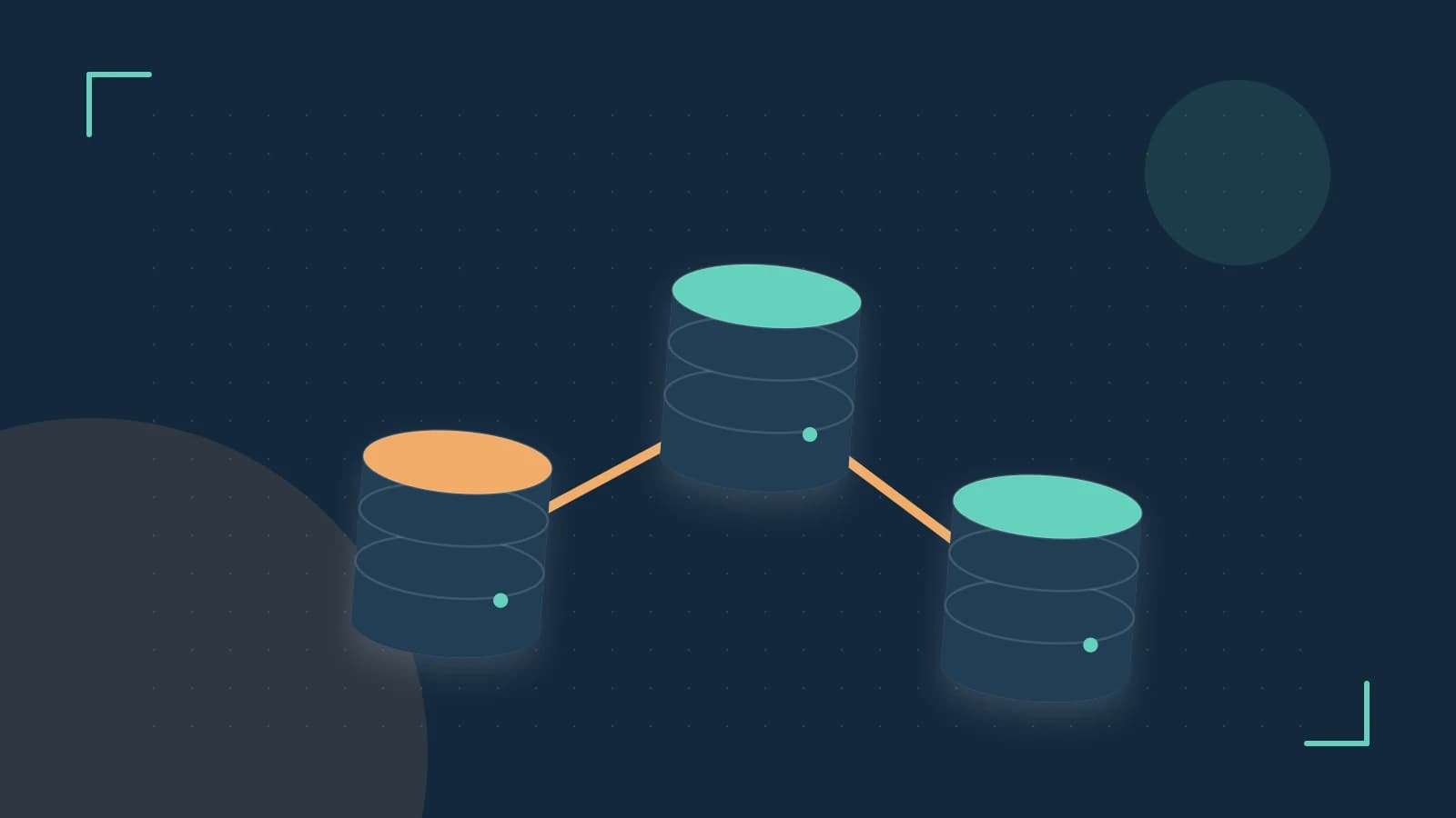 Editorial illustration of structured records, database cylinders and relationships between tables