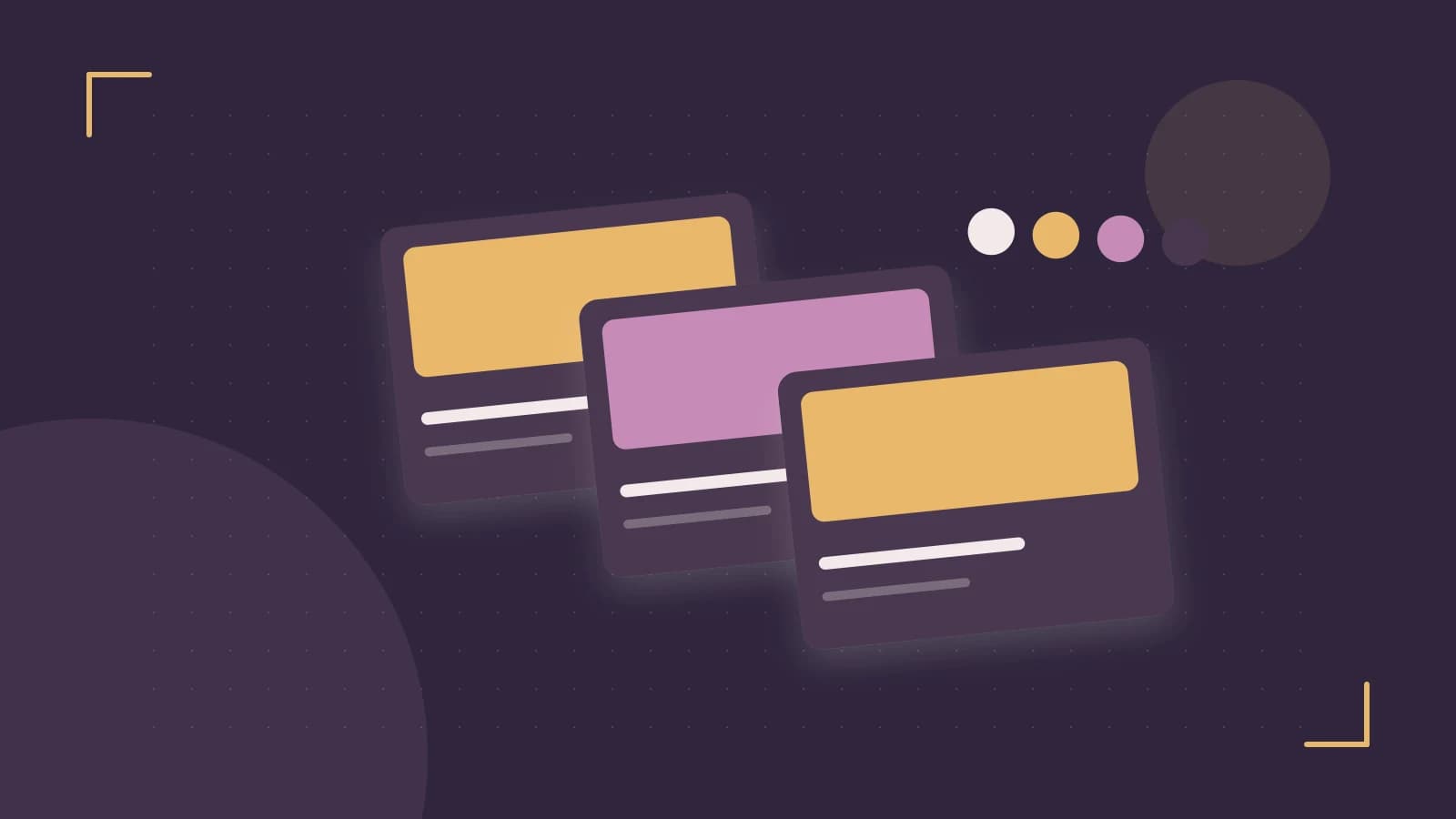Editorial illustration of responsive browser layouts, overlapping design components and a color system
