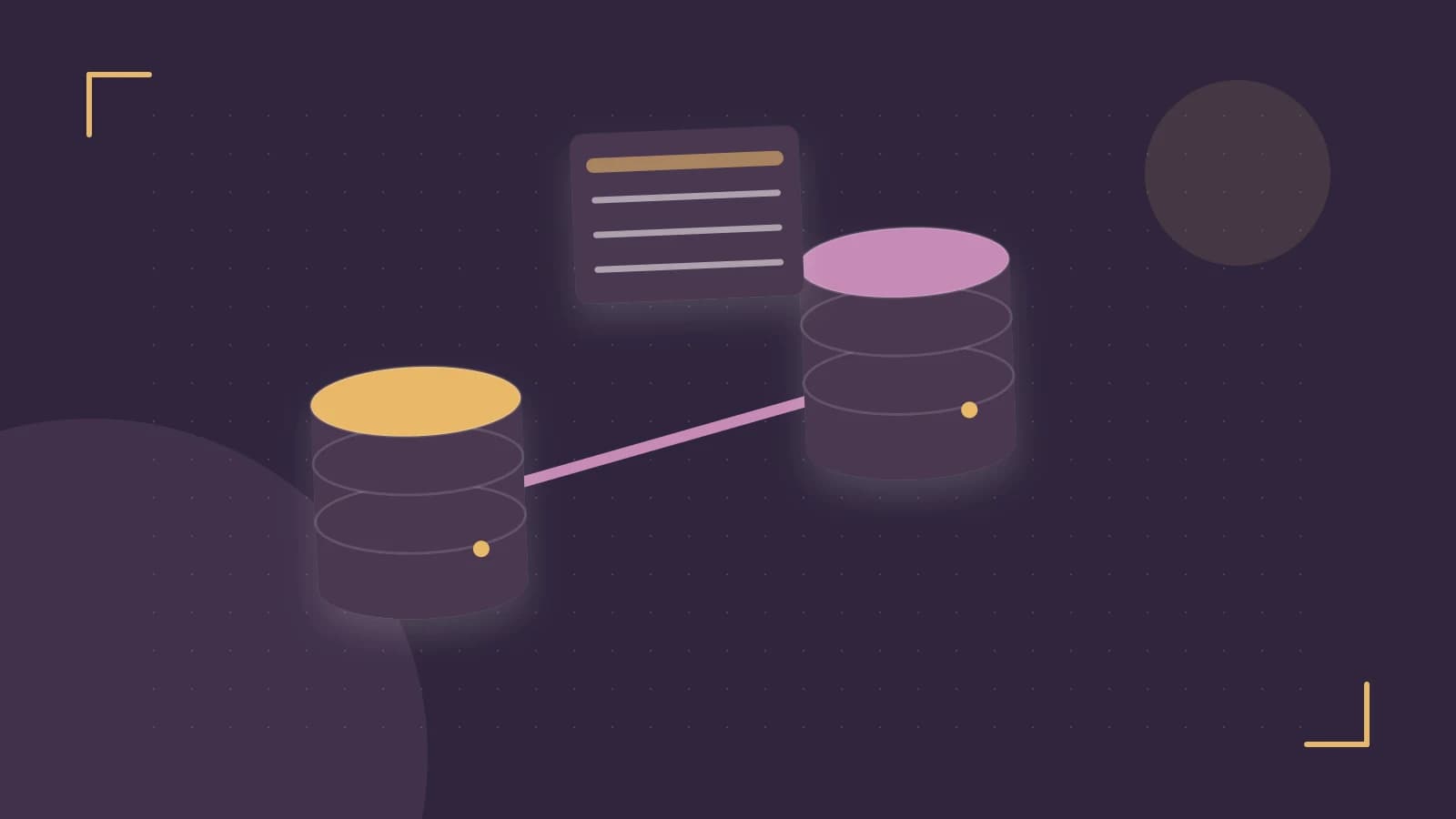 Editorial illustration of structured records, database cylinders and relationships between tables