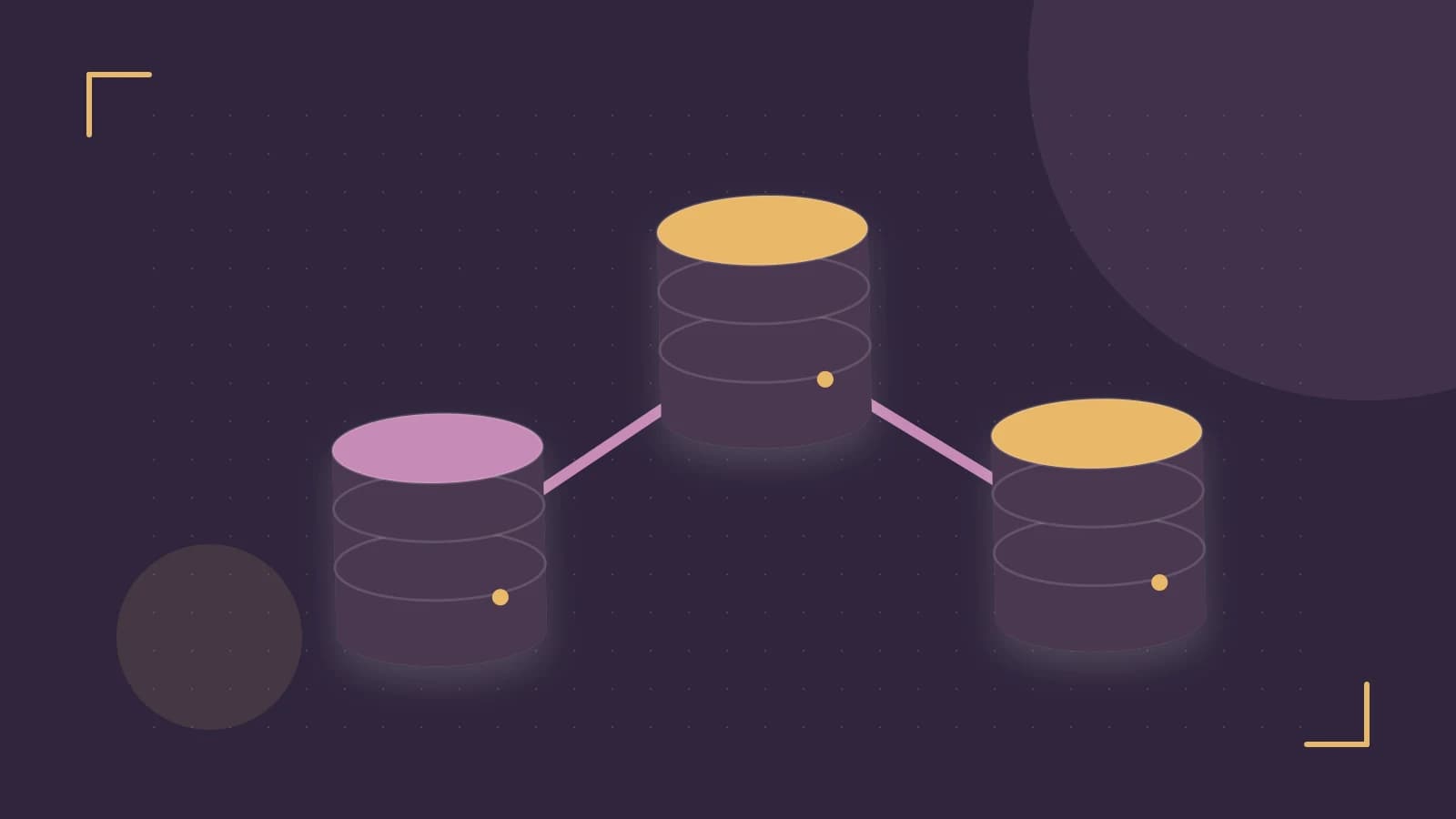Editorial illustration of structured records, database cylinders and relationships between tables