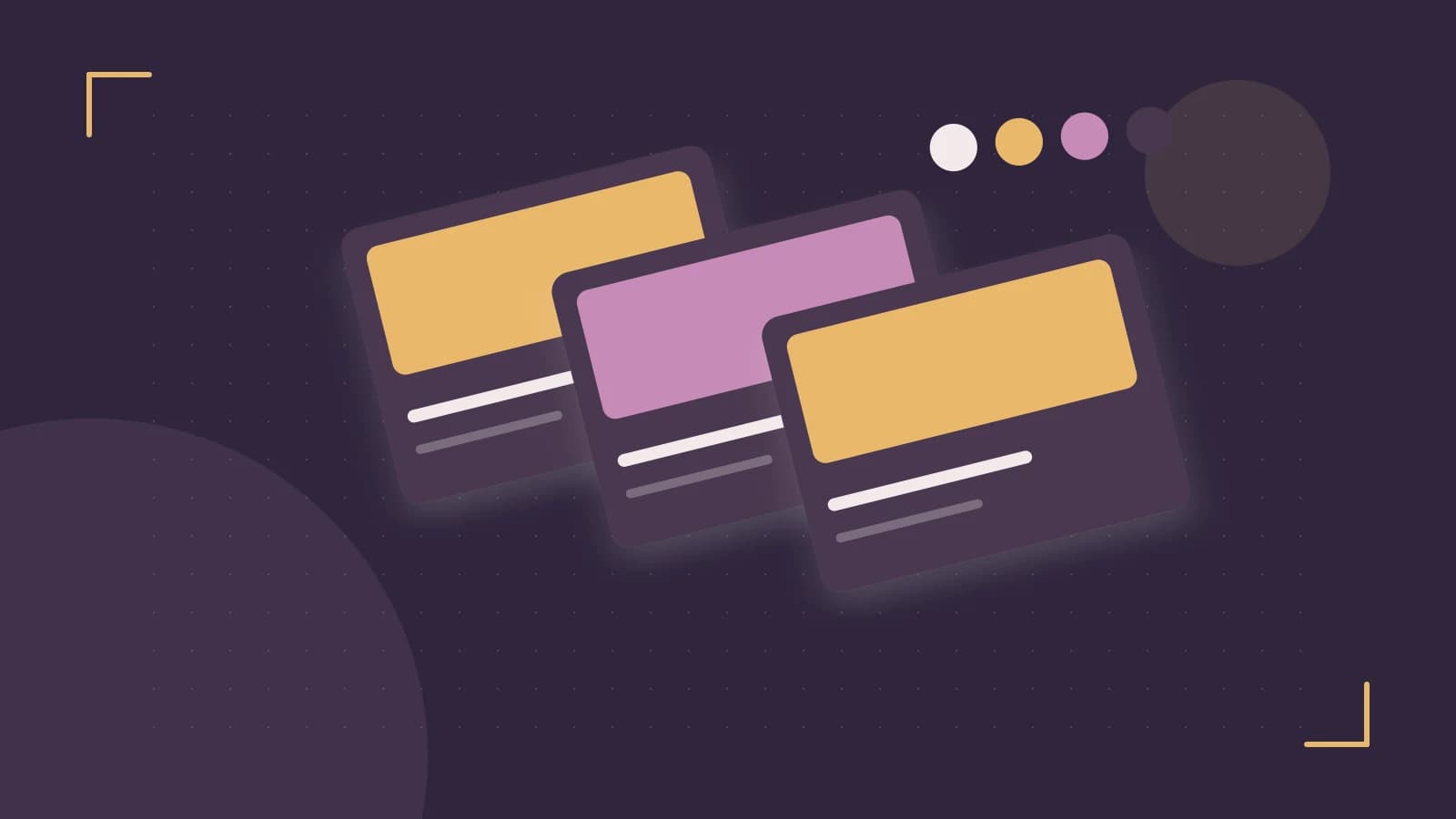 Editorial illustration of responsive browser layouts, overlapping design components and a color system